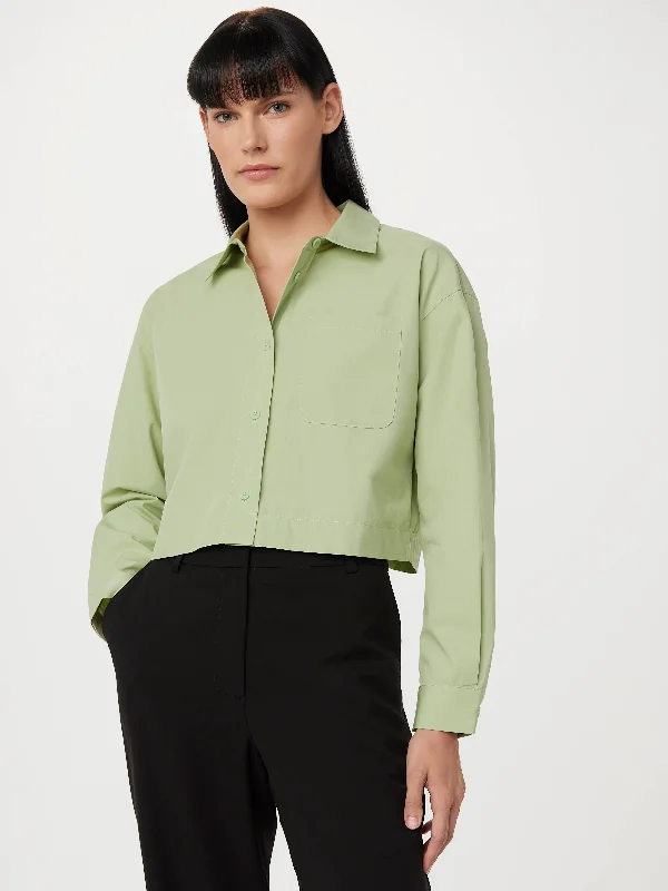 Sophisticated Outfits The Cropped Poplin Shirt in Jade Green