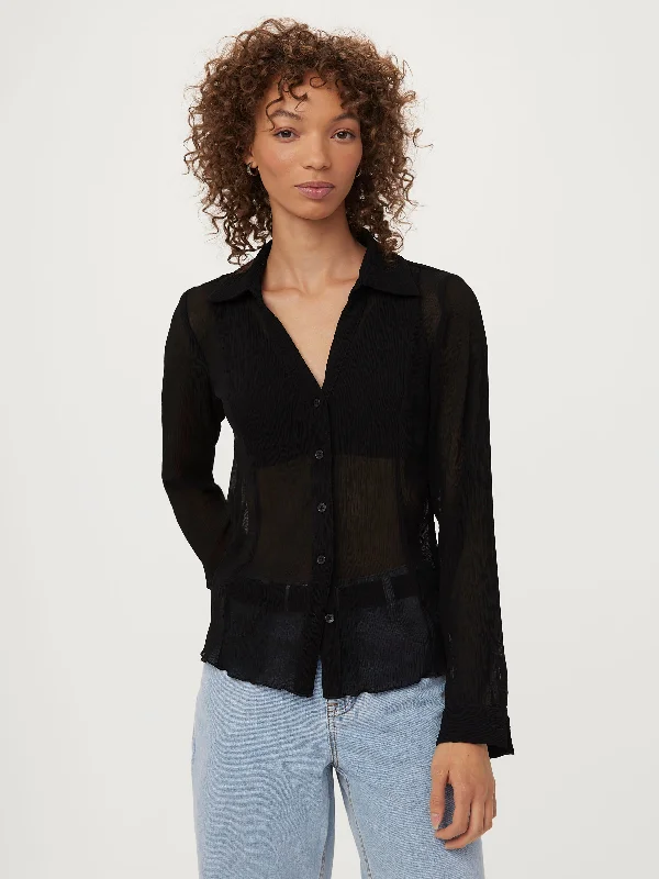 Imeless Style The Textured Sheer Blouse in Black