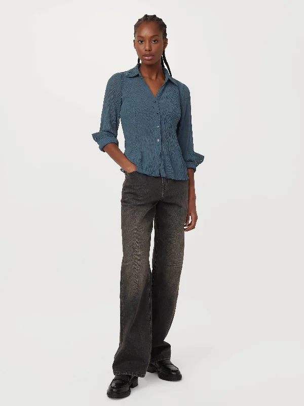 Sophisticated Fashion The Textured Sheer Blouse in Slate