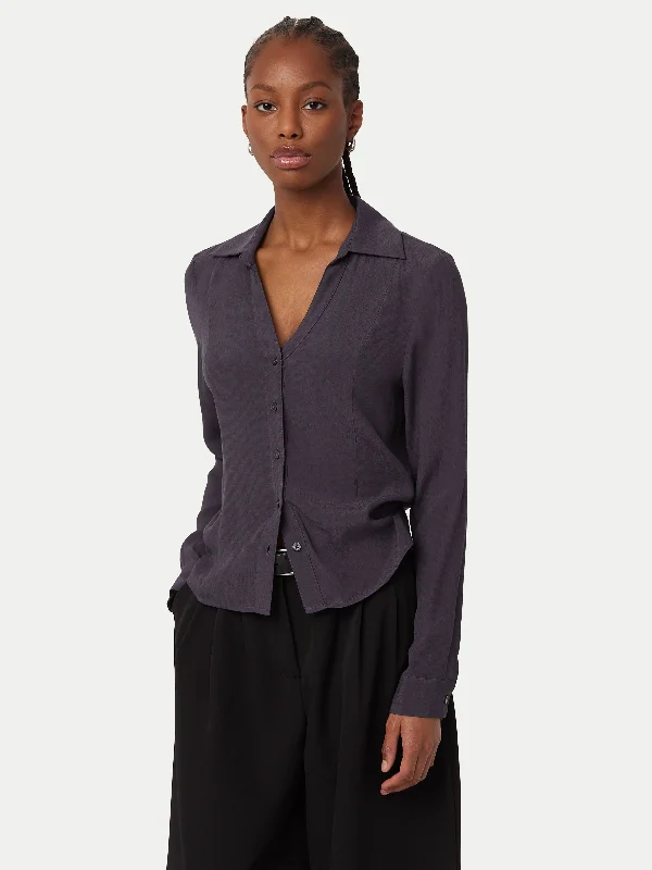 Trendy Street Style The Fitted Sheer Blouse in Dark Grey