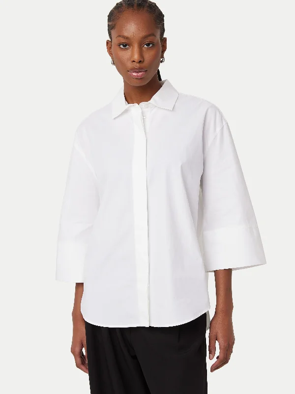 Versatile Outfits The Wide Sleeve Poplin Shirt  in White