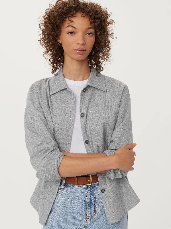 Casual Chic The Flannel Overshirt  in Light Grey