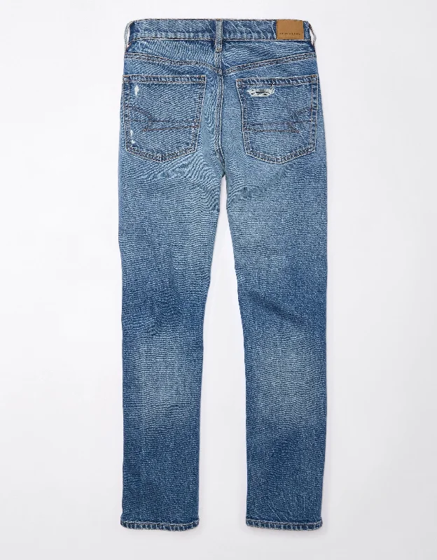 Wardrobe Update AE Stretch Super High-Waisted Ripped Ankle Straight Jean