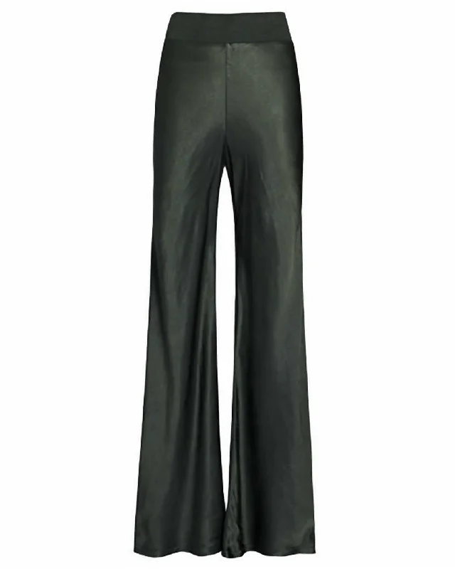 Lightweight Fabric Bias Cut Satin Pant In Dark Cedar