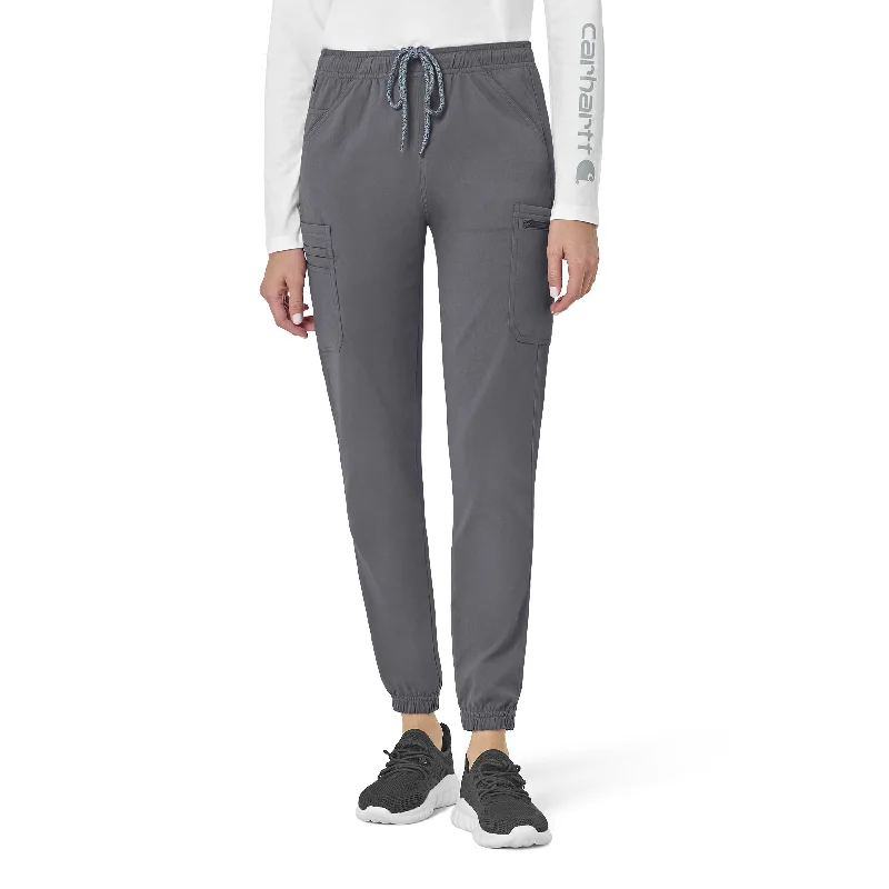 Limited Time Flash Sale Carhartt Rugged Flex Peak Women's Cargo Jogger Scrub Pant - Pewter