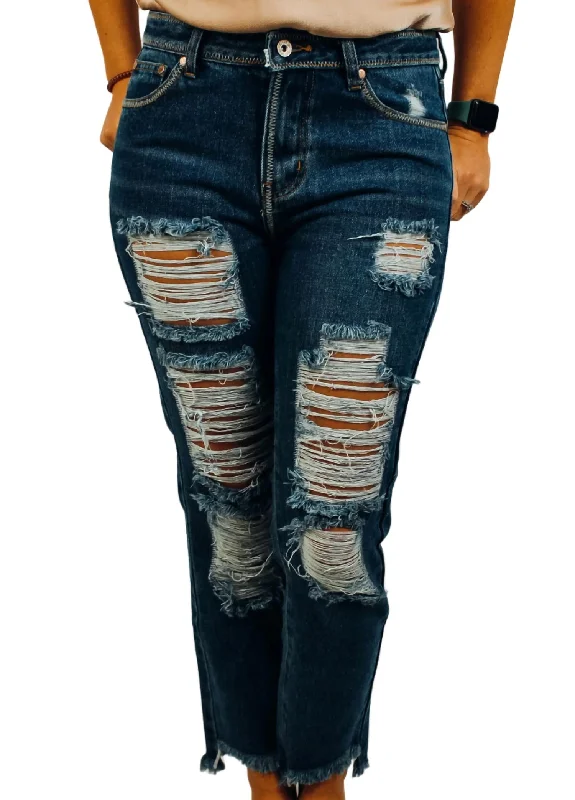 Seasonal Sale Distressed Boyfriend Jean In Blue