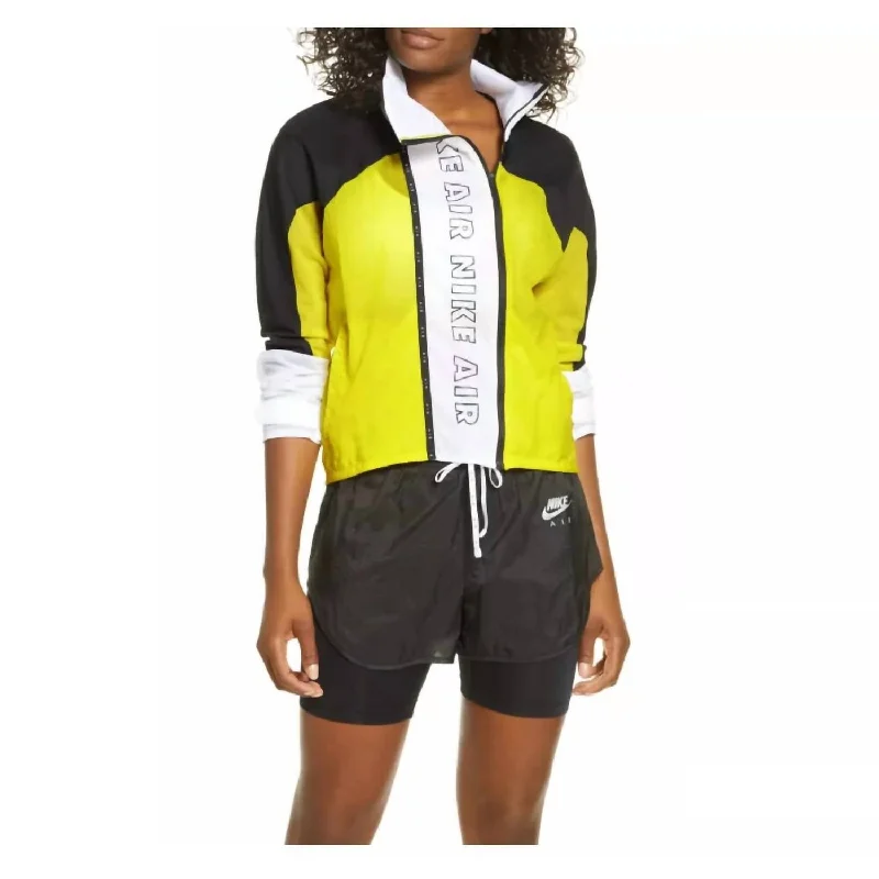 Elegant Style Full-Zip Running Jacket In Yellow/black/white