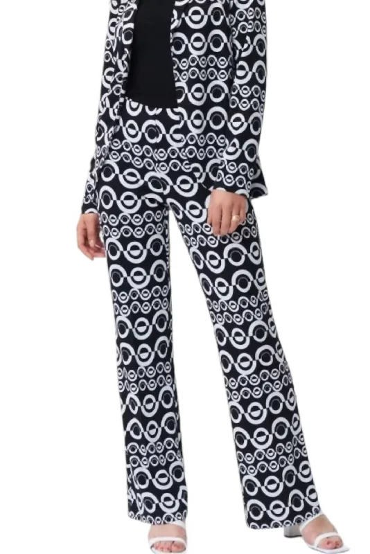 Budget Friendly Fashion Geometric Print Pants In Black/vanilla