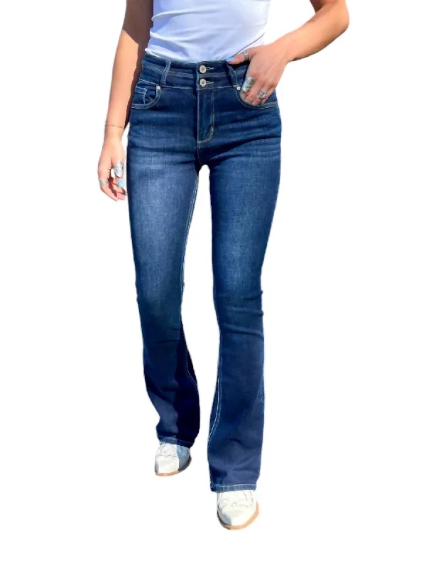 Bold Fashion High Rise Skinny Bootcut Jeans In Dark Wash