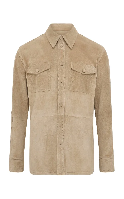 Luxury Fashion Irene Overshirt in Camel Suede