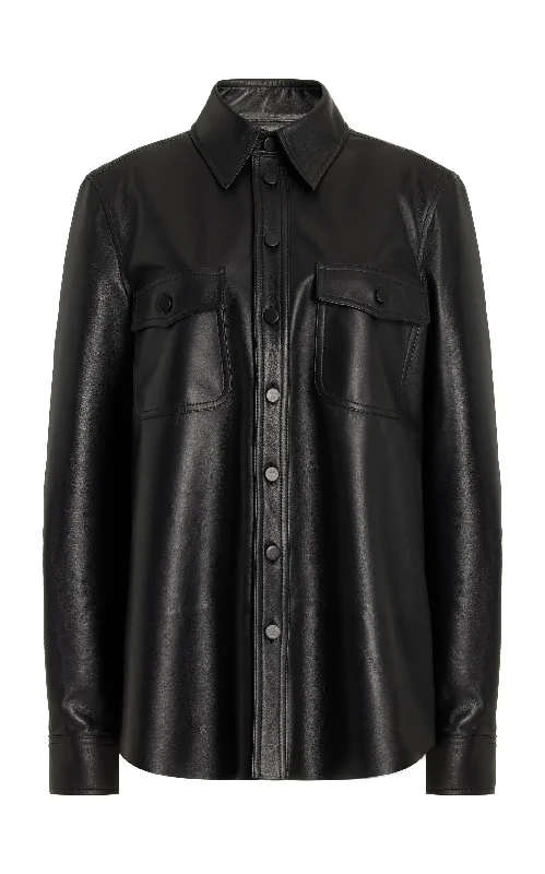 Women's Urban Fashion John Austin Shirt in Black Nappa Leather