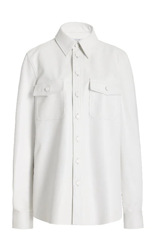 Premium Style John Austin Shirt in White Nappa Leather