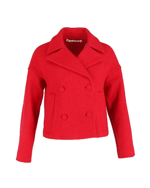 Buy More, Save More Marni Double Breasted Cropped Jacket in Red Wool