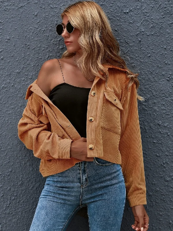 Sophisticated Fashion New European And American Fashion Corduroy Shirt Jackets In Stock Women's Clothing