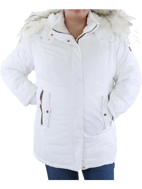 Chic Outfits Plus Womens Insulated Faux Fur Hood Anorak Jacket