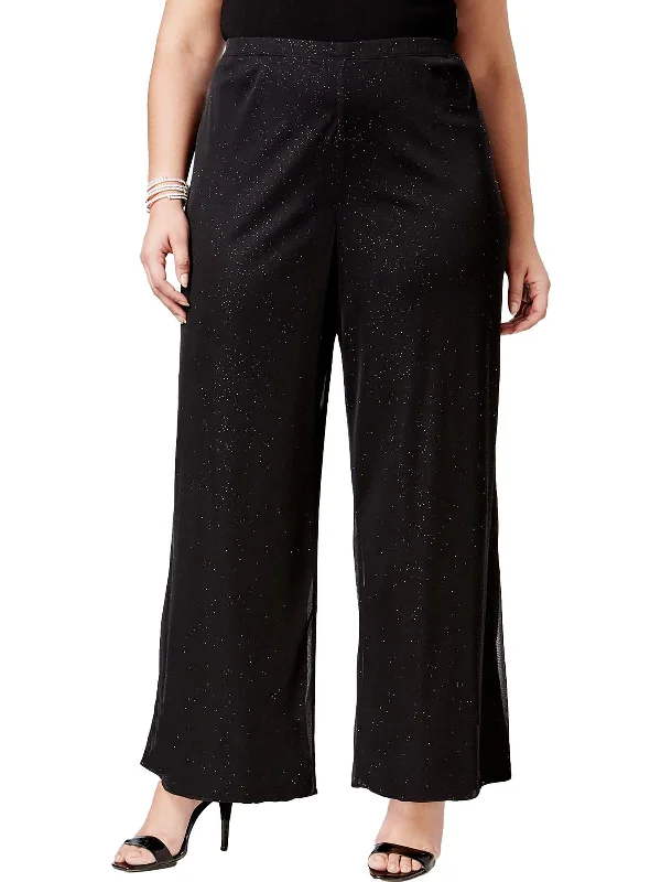 Discounts On Casual Weekend Styles Plus Womens Sparkle Mesh Palazzo Pants