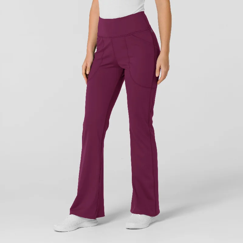 Summer Essentials RENEW Knit Women's Flare Yoga Scrub Pant - Wine