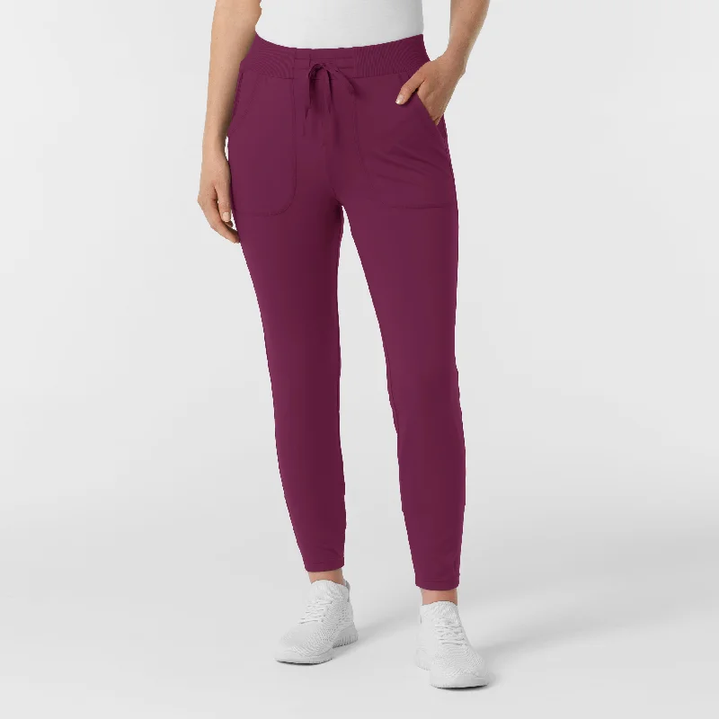 Fashion-Forward RENEW Knit Women's Track Scrub Pant - Wine