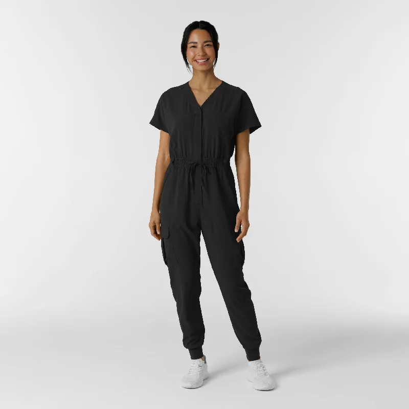 Hollywood Glam Award - Show Style RENEW Women's Cargo Jogger Scrub Jumpsuit - Black