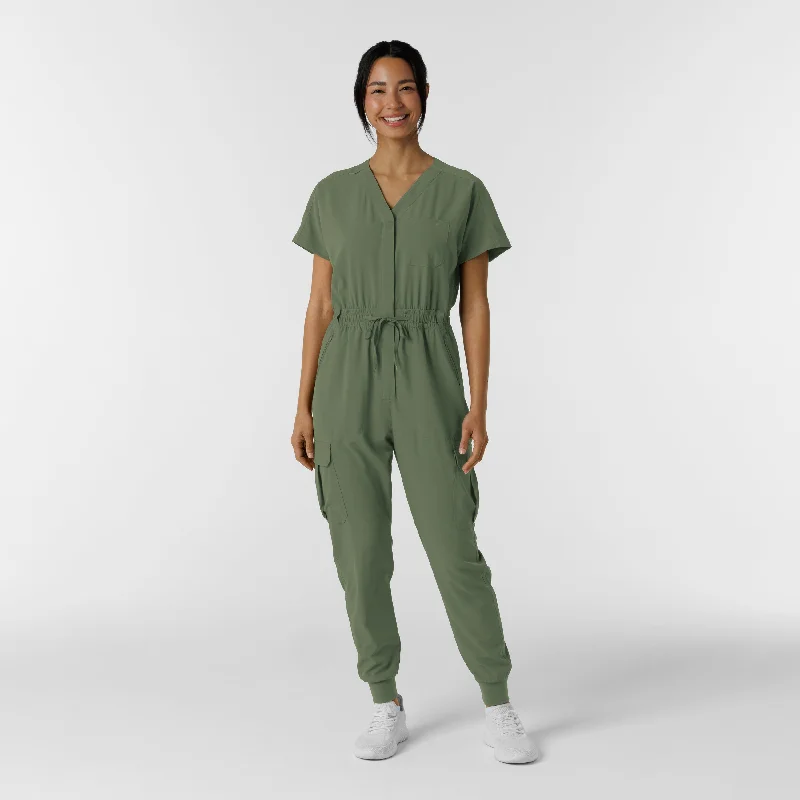 Limited - Edition Drops RENEW Women's Cargo Jogger Scrub Jumpsuit - Olive