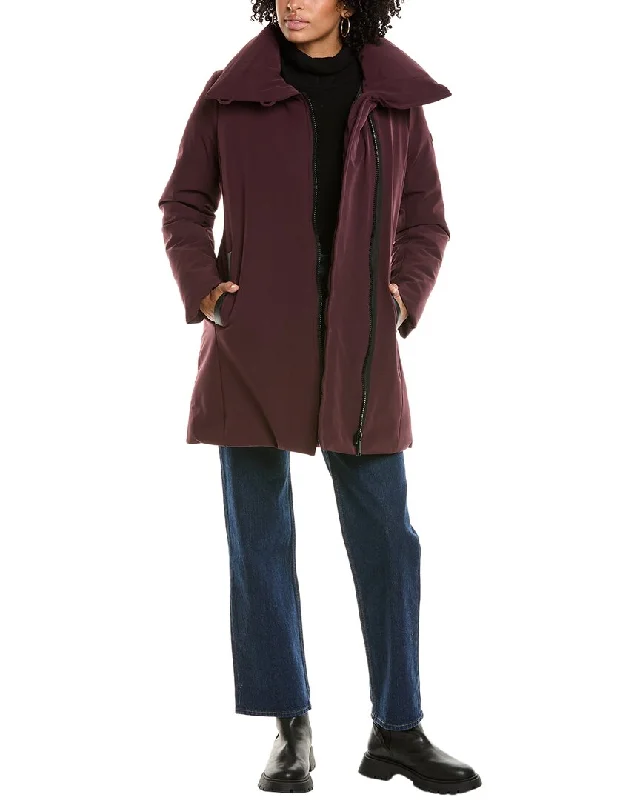 Stylish Looks Sam Edelman Asymmetrical Wing Collar Puffer Coat