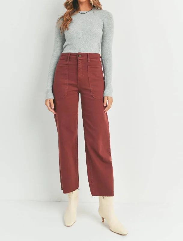 Style Upgrade Utility Wide Leg Jeans In Cinnamon