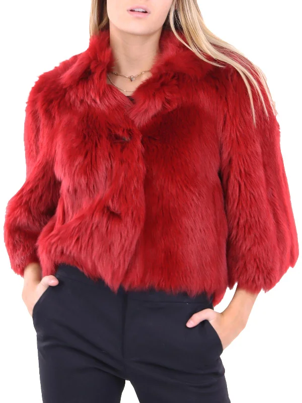 Lighten Up With Nordic Styles Womens Fur Reversible Cropped Jacket