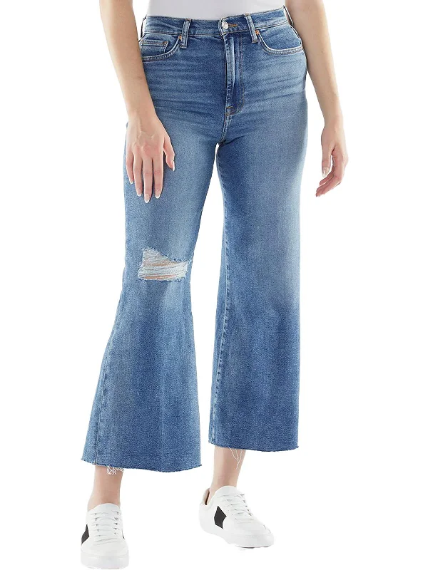 Step Ahead, Lead The Trend Womens Raw Hem Ultra High Rise Cropped Jeans