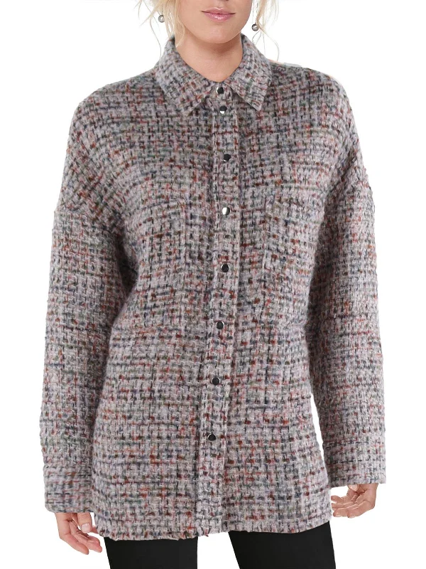 Save On Inspired Styles Womens Tweed Lightweight Shirt Jacket