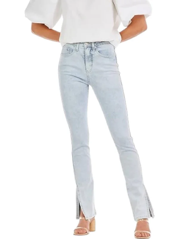 Pastel Styles Yorker Side Slit Jeans In Blue